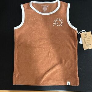 Easy Peasy Kids Tan Tank Top with White Trim